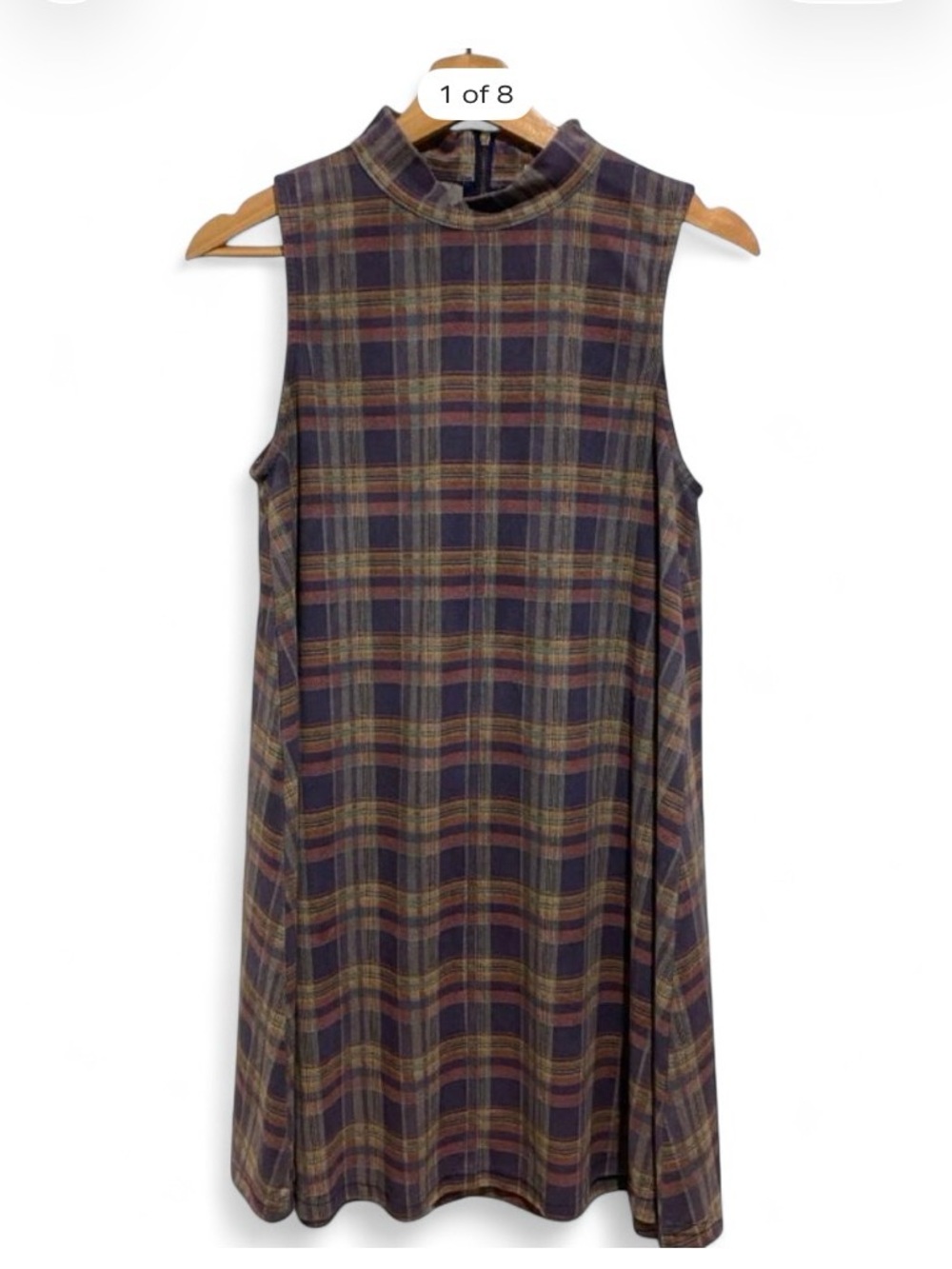 LoveRichie Sleeveless Mock-Neck Plaid A-Line Dress Pre Loved💕 Sz L